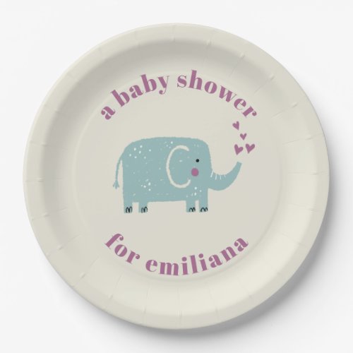 Super Cute Elephant Baby Shower Paper Plates