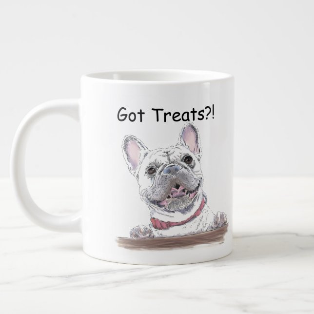 Super Cute French Bulldog | Got Treats Giant Coffee Mug (Left)