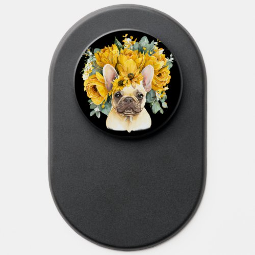 Super cute frenchie sunflower design PopSocket