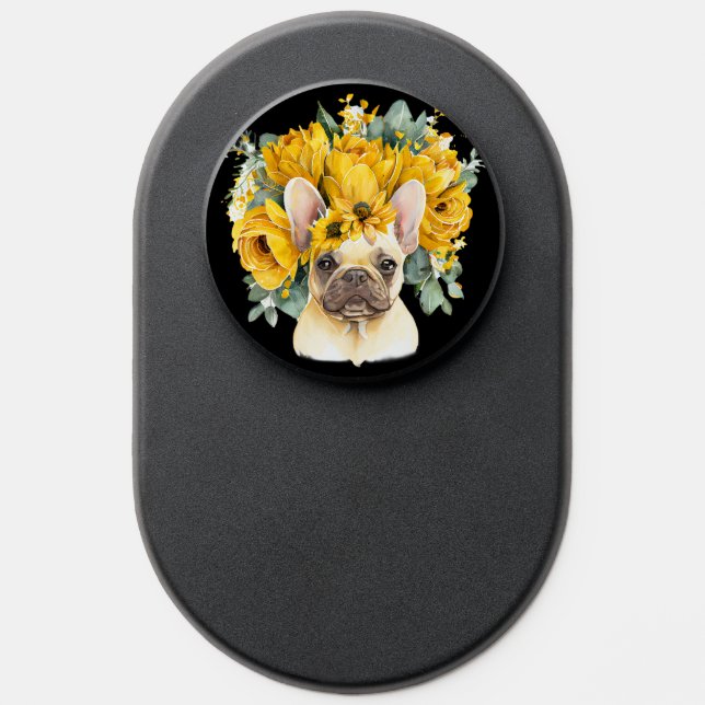 Super cute frenchie sunflower design PopSocket (Popsocket)