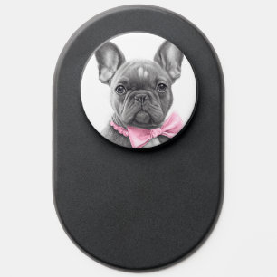 Super cute frenchie with a pink bow PopSocket