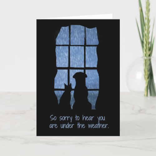Super Cute Get Well Dog and Cat in the Window Card