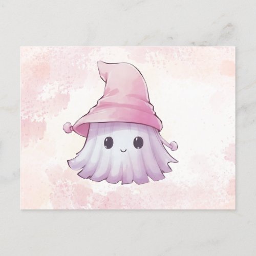 Super Cute Ghost Blush Watercolor Halloween Holiday Postcard