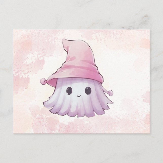Super Cute Ghost Blush Watercolor Halloween Holiday Postcard (Front)