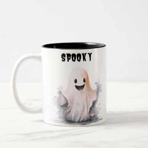 Super Cute Ghost Creepy Spooky Fun Halloween Two_Tone Coffee Mug