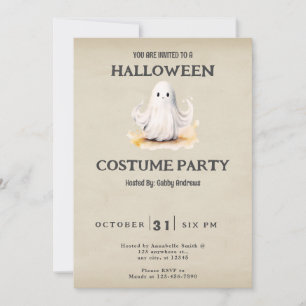 Super Cute Ghost Vintage Halloween Invitation