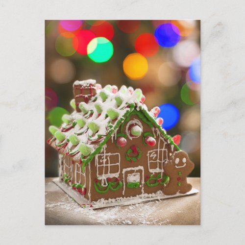 Super Cute Gingerbread House Postcard