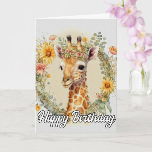 Super Cute Giraffe Happy Birthday Card
