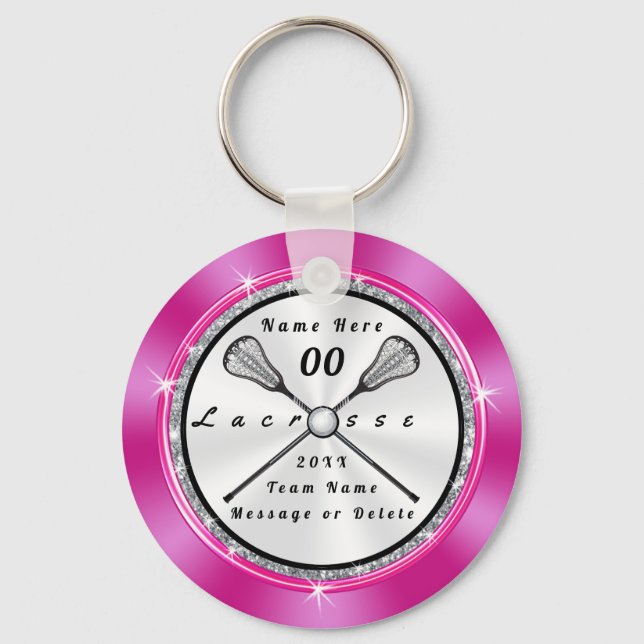 Super Cute Girls Personalized Lacrosse Keychains (Front)