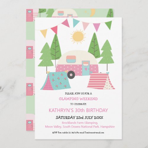 Super Cute GlampingCamping Birthday Weekend Invitation