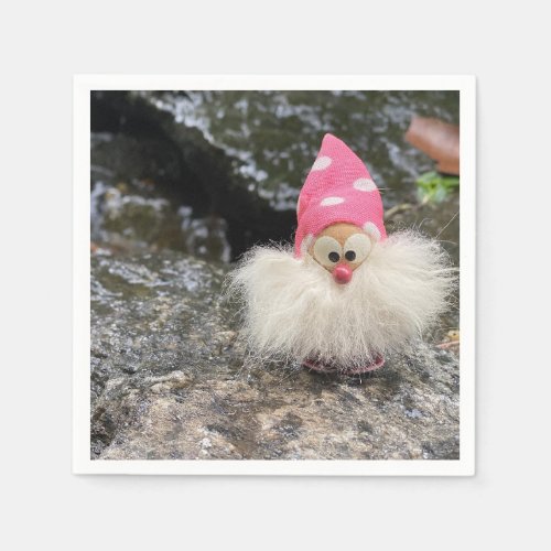 Super cute Gnome pink polka hat Cocktail Napkins
