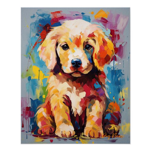 Super Cute Golden Retriever Dog Puppy 001 _ Xeno L Poster