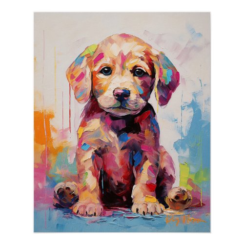 Super Cute Golden Retriever Dog Puppy 002 _ Xeno L Poster