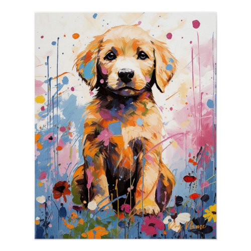 Super Cute Golden Retriever Dog Puppy 003 _ Xeno L Poster