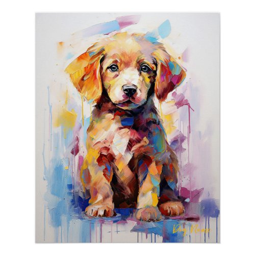 Super Cute Golden Retriever Dog Puppy 004 _ Xeno L Poster