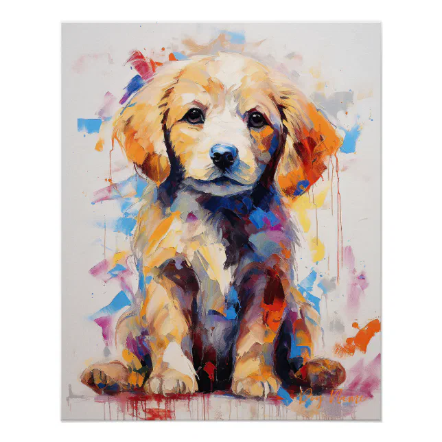 Super Cute Golden Retriever Dog Puppy 005 - Xeno L Poster | Zazzle