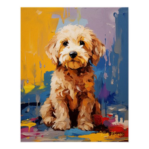 Super Cute Goldendoodle Dog Puppy 003 _ Xeno Lucil Poster