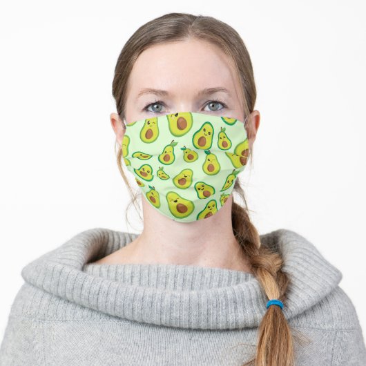 Super Cute Green Avocados Adult Cloth Face Mask (Worn)