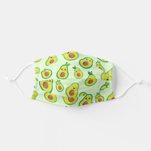 Super Cute Green Avocados Adult Cloth Face Mask (Front, Unfolded)