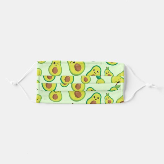 Super Cute Green Avocados Adult Cloth Face Mask (Front, Folded)
