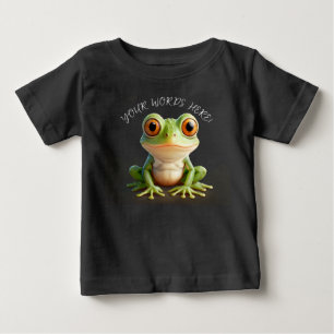 Super Cute Green Frog Cartoon Edit Text Baby T-Shirt