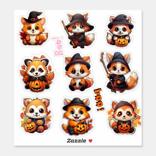 Super cute Halloween Red Panda Stickers