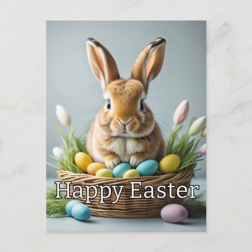 Super Cute Happy Easter Bunny Postcard