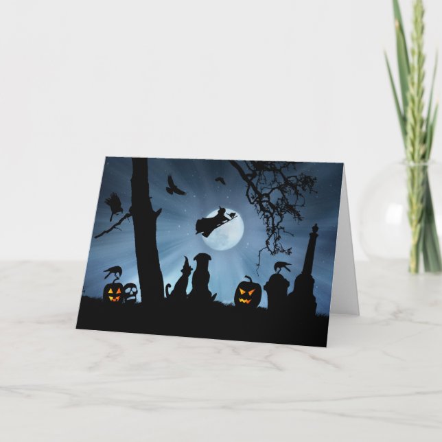 Super Cute Happy Halloween Cat and Dog Card (Front)