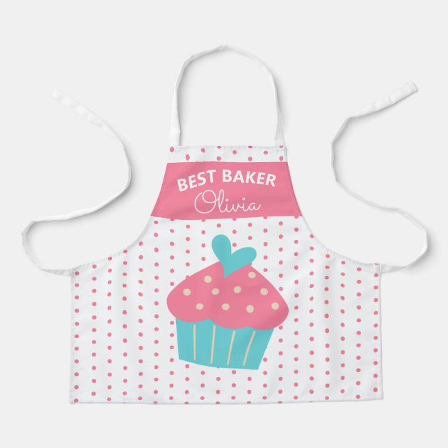 Super Cute Head Baker Colorful Cupcake Baking  Apr Apron (Front)