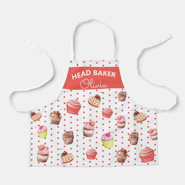 Super Cute Head Baker Colorful Cupcake Baking Apro Apron (Front)