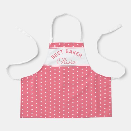 Super Cute Head Baker Pink Polka Dot Girly Baking  Apron