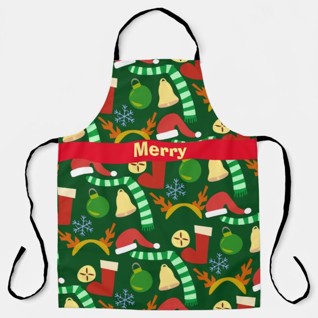 Super Cute Holiday Pattern Fun Christmas Art Apron (Front)