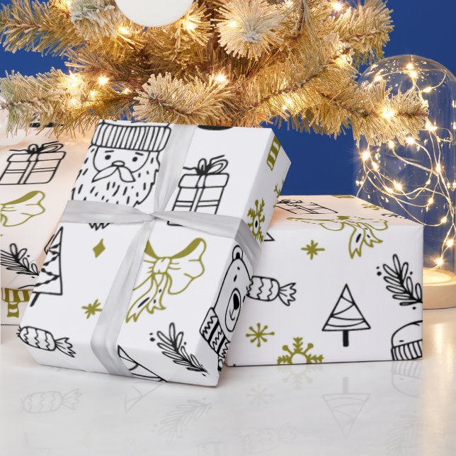 Super Cute Holiday Pattern White Christmas Wrapping Paper (Holidays)
