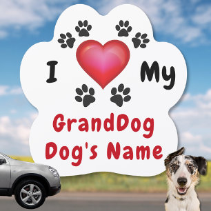 Super Cute I Love My GrandDog Magnet, Personalized Car Magnet