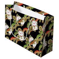 Super cute Japanese lucky cat Large Gift Bag