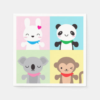 Super Cute Kawaii Animal Mascots Napkins