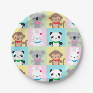 Super Cute Kawaii Animal Mascots Paper Plates