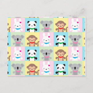 Super Cute Kawaii Animal Mascots Postcard