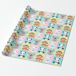 Super Cute Kawaii Animal Mascots Wrapping Paper
