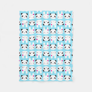 Super Cute Kawaii Bunny and Panda Fleece Blanket