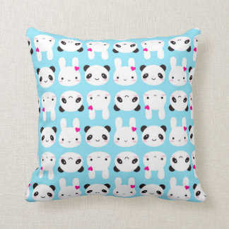 Super Cute Kawaii Bunny and Panda Throw Pillow
