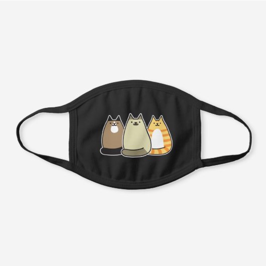 Super Cute Kawaii Cats Black Cotton Face Mask (Front)