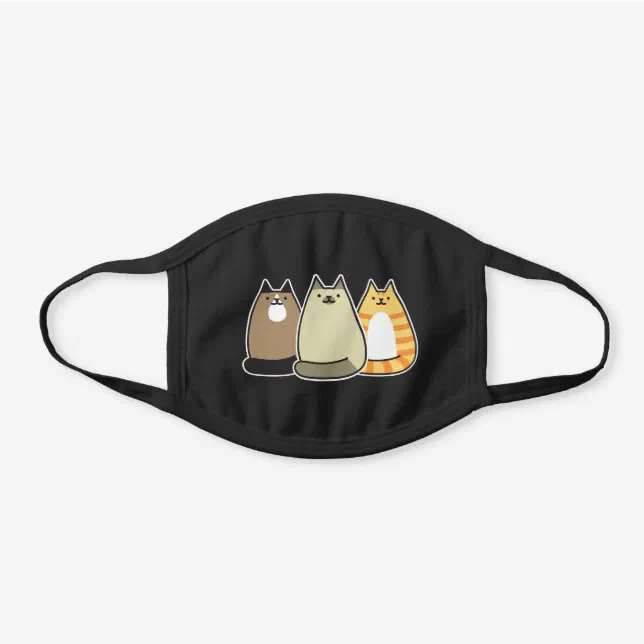 Super Cute Kawaii Cats Black Cotton Face Mask | Zazzle