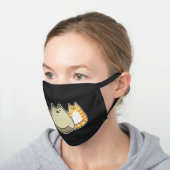 Super Cute Kawaii Cats Black Cotton Face Mask (Angled)