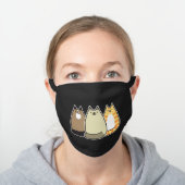 Super Cute Kawaii Cats Black Cotton Face Mask (Worn)