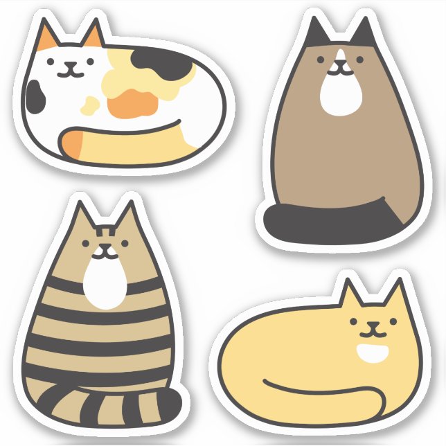 Super Cute Kawaii Cats Sticker (Front)