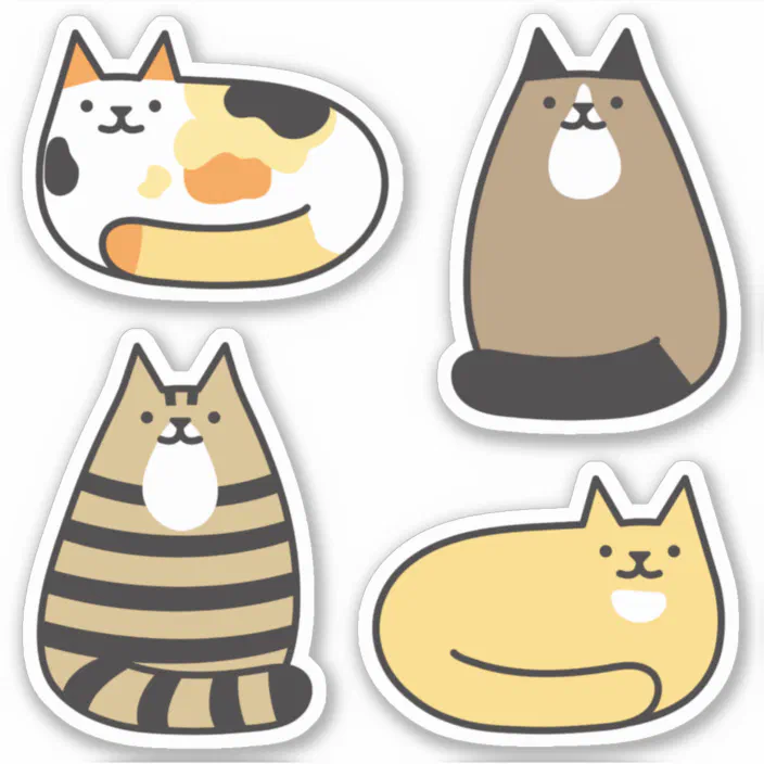 Die Cut Matte Cat Kawaii Cat Sticker Merry Meow Sticker Cat Christmas Sticker