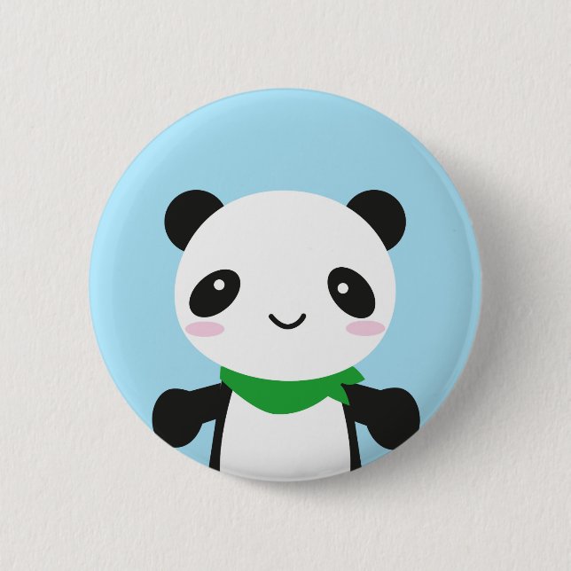 Super Cute Kawaii Panda Pinback Button (Front)