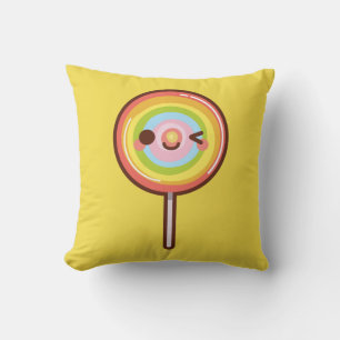 Super cute kawaii rainbow lollipop custom color throw pillow