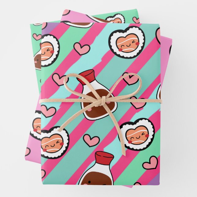 Super cute Kawaii Sushi Wrapping Paper Sheets (In situ)